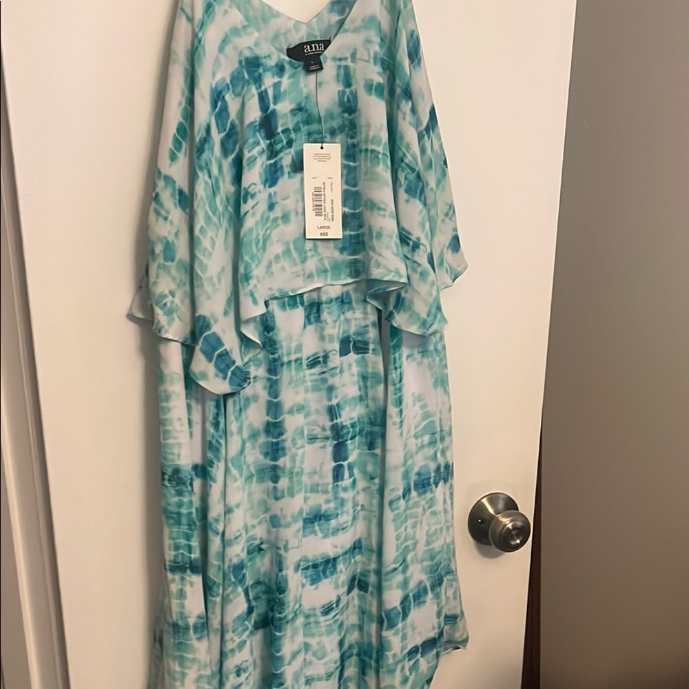 a.n.a Blue and White Tie-Dye Dress